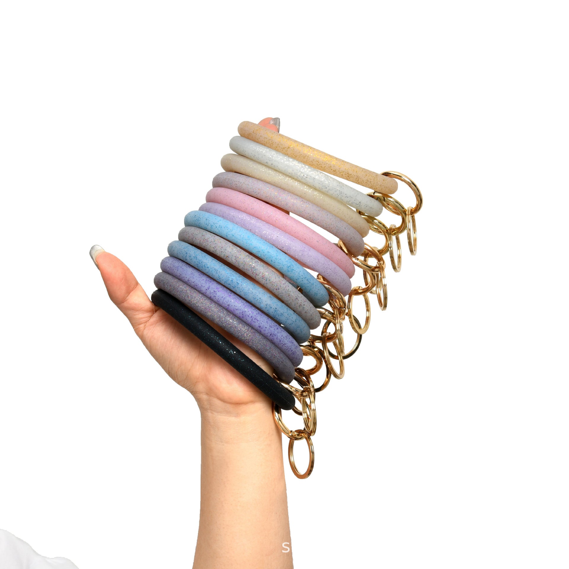 Venta al por mayor Llavero De Pulsera De Brillo De Silicona